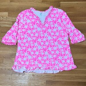 Pink and White Women Palm Tree Top